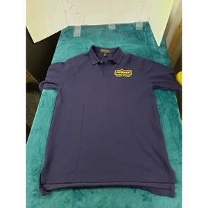 Vintage Penske Mens Blue Short Sleeve Polo Shirt Large 100% Cotton Preppy USA